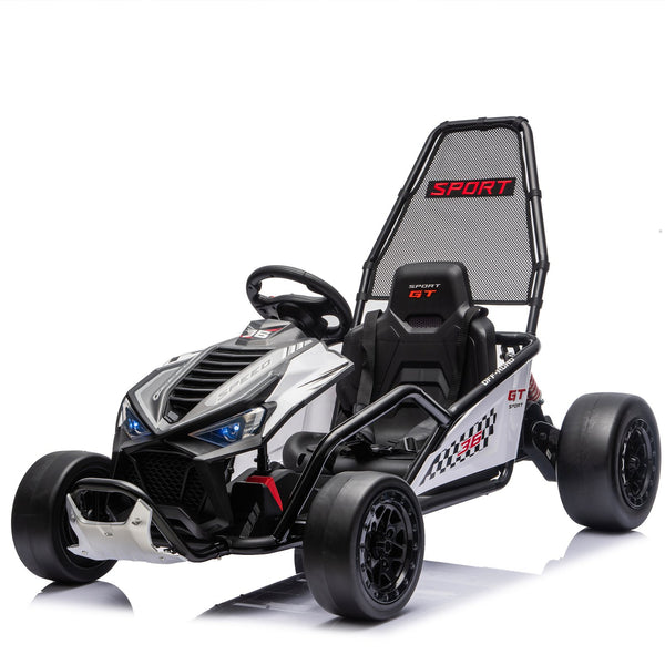 English Elm 24v Dual Motor Kids Go Kart with Drift Mode Roll Cage and Rear Suspension Ages 6 to 12 W1578P454061