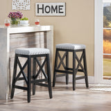 Christopher Knight Home® - Noble House - Greely Contemporary Farmhouse Upholstered Fabric Barstools (Set of 2)