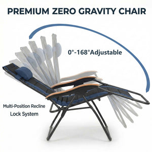 English Elm Oversized Zero Gravity Patio Recliner Breathable Mesh Seat Wood Arms 400 Lb Capacity W5159P431467