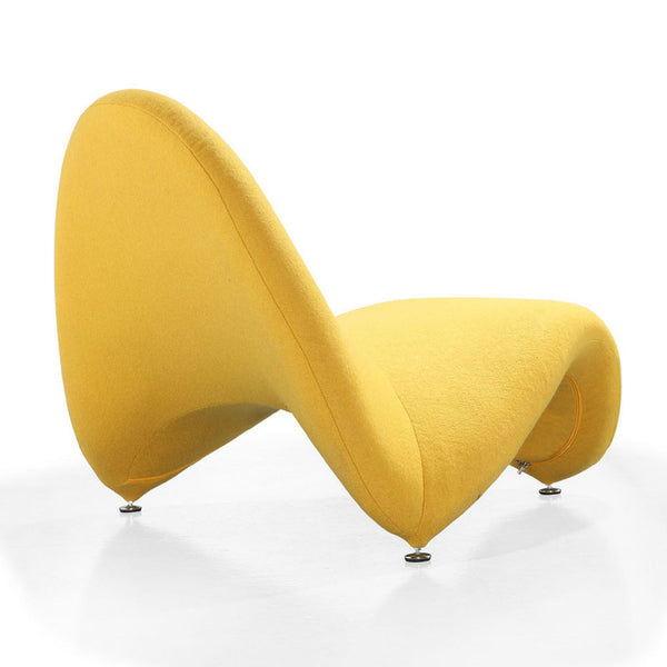 English Elm MoMa Wool Blend Accent Chair with Abstract Tongue Design, Metal Geometric Legs, Plush Comfort Yellow B365P397995