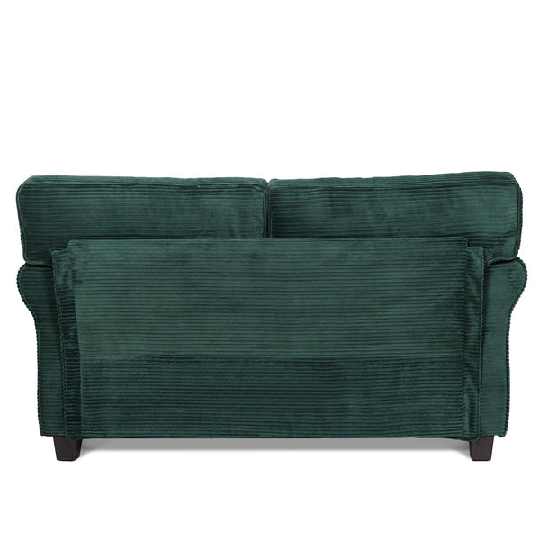 English Elm 57" Corduroy Two Seater Sofa Removable Cushions Solid Wood Frame Compact Living Room Dark Green W2715P433634