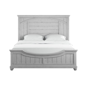 English Elm Wallace & Bay - Gray King Panel Bed with Coastal Oyster Shell Finish, Durable Wood Construction, Easy-Care Design B361S00003