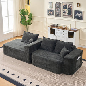 English Elm L Shaped Chenille Sectional with Deep Seats Modular Cloud Sofa for Living Room W3163S00104
