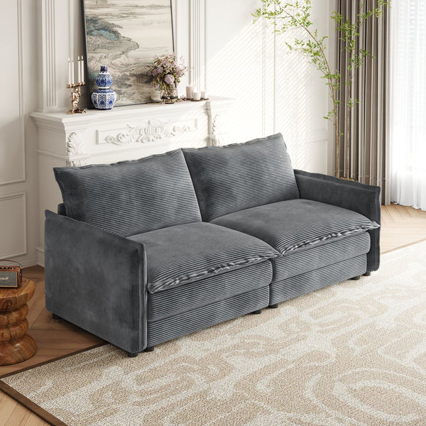 English Elm Corduroy Loveseat Sofa – Stylish, Modular 2-Seat Couch With Deep Comfort & 2 Pillows For Living Spaces W834S00413