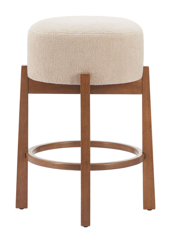 Zuo Modern Nade Counter Stool Set Of 2 - Elegant Beige & Walnut Finish For Modern Hospitality Spaces Beige 100% Polyester,Rubberwood 110662-zuo-modern