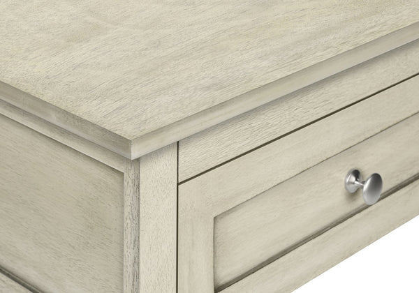 English Elm Accent 2-Tier Narrow End Table with Drawer and Shelf, Transitional Veneer Top, Solid Wood Legs for Compact Spaces White 28 L x 19 W x 7 H B2710P219487
