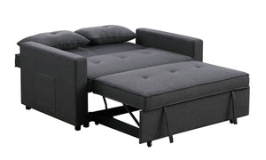 English Elm Zaira Linen Convertible Sleeper Loveseat with Side Pocket for Small Spaces Dark Gray B2749S00191