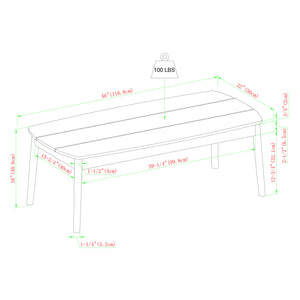 English Elm Walker Edison - Contemporary Eucalyptus Patio Coffee Table Brown – Lightweight, rot-resistant solid wood, 100 lb capacity, A+ B185P169056