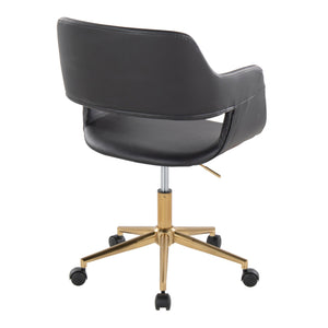 English Elm Margarite Contemporary Task Chair: Stylish Black Faux Leather & Gold Metal Base For Ergonomic Comfort B202P223911
