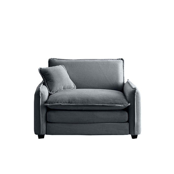English Elm Comfortable Single Deep Seat Sofa In Soft Grey Corduroy - Stylish Accent For Living Rooms & More! W714S00743