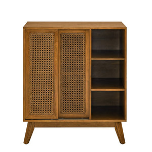 English Elm Mid Century Modern Rattan Sideboard Cabinet - Versatile Buffet For Entryway, Living Room & Dining Spaces W1801P195620