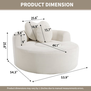 English Elm Round Cloud Sofa Bed Waffle Fabric Memory Foam Convertible Couch for Small Space Living Beige W3224P491994