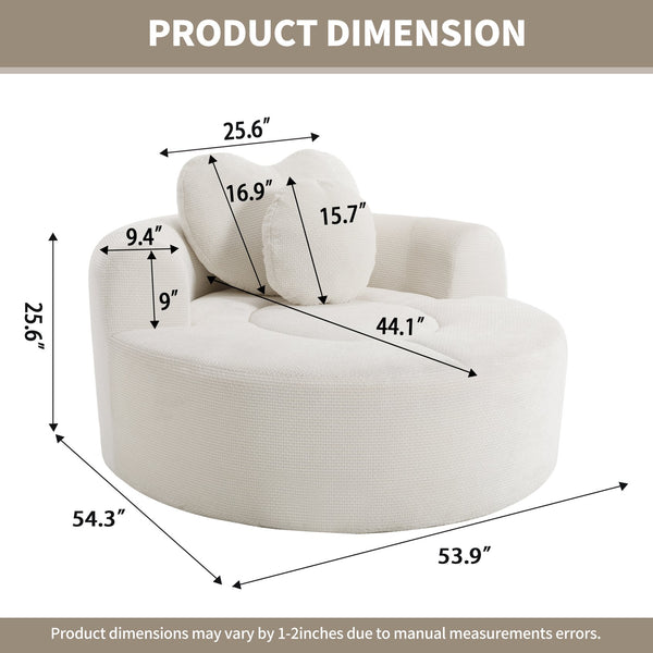 English Elm Round Cloud Sofa Bed Waffle Fabric Memory Foam Convertible Couch for Small Space Living Beige W3224P491994