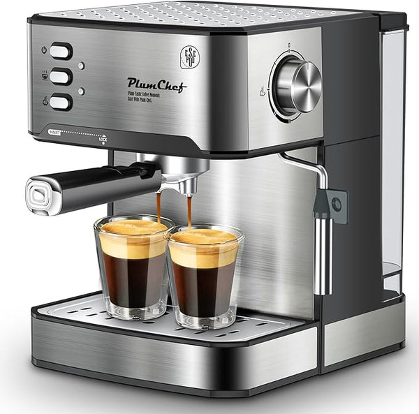 English Elm 20 Bar Stainless Steel Espresso Machine with Steam Wand for Home Barista Brewing W1002P292437