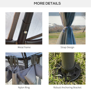 English Elm Outsunny 9.6' X 9.6' Stylish Patio Gazebo With 2-Tier Roof, Netting & Uv-Resistant Canopy For Outdoor Use W2225P174209-GIGA