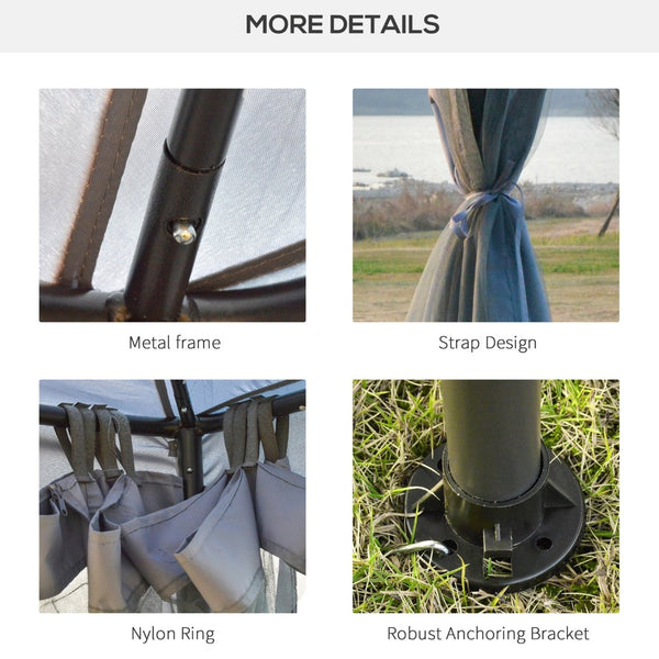 English Elm Outsunny 9.6' X 9.6' Stylish Patio Gazebo With 2-Tier Roof, Netting & Uv-Resistant Canopy For Outdoor Use W2225P174209-GIGA