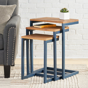 English Elm Christopher Knight Home® - NESTING Kacha Modern Industrial Firwood Nesting Tables Set of 3 — Sturdy Iron Frames, Antique Brown Finish, Space-Saving Design 57836.00