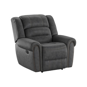 English Elm Wallace & Bay - Gray Gliding Recliner — Slate Gray Fabric Recliner with Smooth Glide, Classic Style, Easy Care Comfort B361P384420
