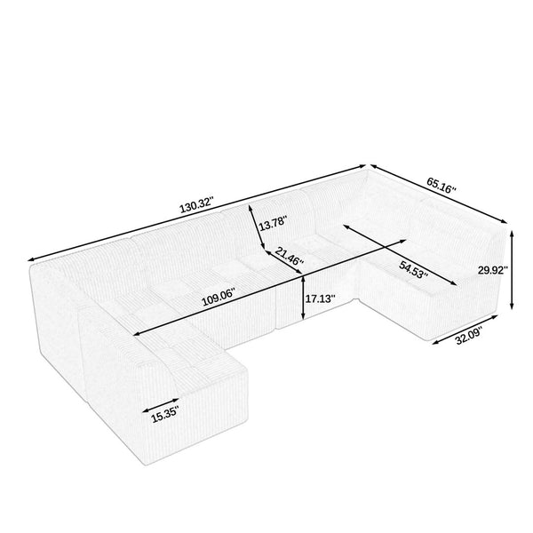 English Elm U Shape Modular Sectional Sofa - Space-Saving Design, Comfort & Versatility For Modern Living Spaces W487S00253-GIGA