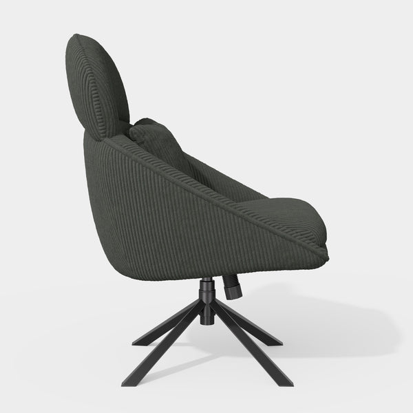 English Elm Modern Swivel Accent Chair with Adjustable Headrest, Oversized Corduroy Upholstered Rocking Recliner for Living Room Dark Gray T3950P397485