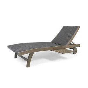 English Elm Christopher Knight Home® - BANZAI Acacia Chaise Lounge Set with Pull-Out Side Tray - Grey Wicker Comfort, Weather-Resistant Elegance 63124.00GRYMP2
