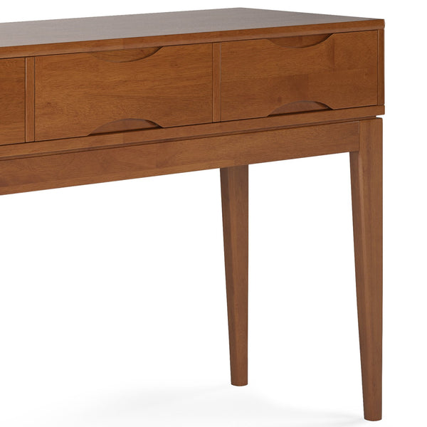 English Elm Harper Console Sofa Table - Mid-Century Style, Teak Brown Finish, Versatile Storage Solution B136P158708