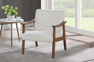 English Elm Stylish Mid-Century Faux Leather Accent Chair with Wooden Frame, Sloped Arms and Padded Seat White 27 L x 13 W x 23 H B011P369875