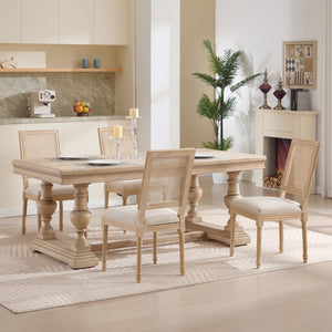 English Elm French Country Dining Chairs Set Of 2, Elegant Upholstered Rattan Back For Dining & Living Spaces W3426P324535