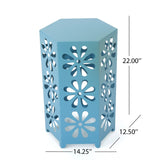 Christopher Knight Home® - Noble House - Giselle Indoor 14 Inch Matte Blue Iron Floral Side Table