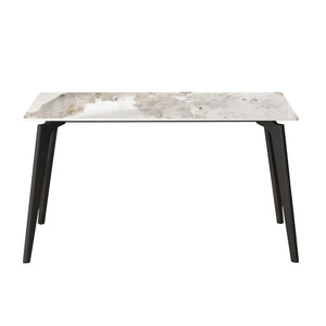 English Elm 55.12" Modern Artificial Stone Dining Table With Black Metal Legs - Seats 6, Easy Maintenance & Chic Design P1 W1535S00511-GIGA