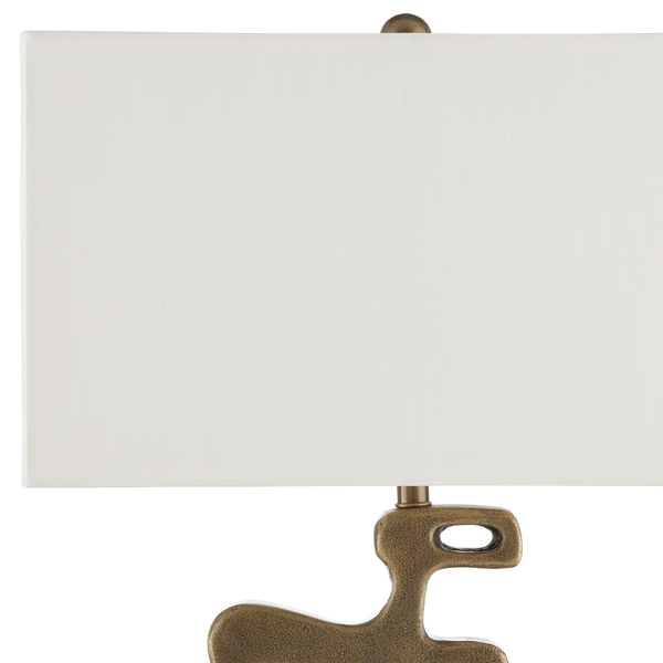 Mithra Brass Table Lamp - Contemporary Brutalist Design with Antique Finish & Off-White Shade