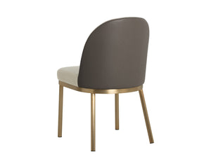Sunpan LAVANIA Dining Chair - Chic Two-Tone Taupe Upholstery, Antique Brass Accents for Modern Elegance 112214