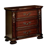 English Elm Brown Cherry Traditional 1 Piece Nightstand Solid Wood 3-Drawers Bedside Table Pewter Hanging Pull Grand Design Bedroom Furniture