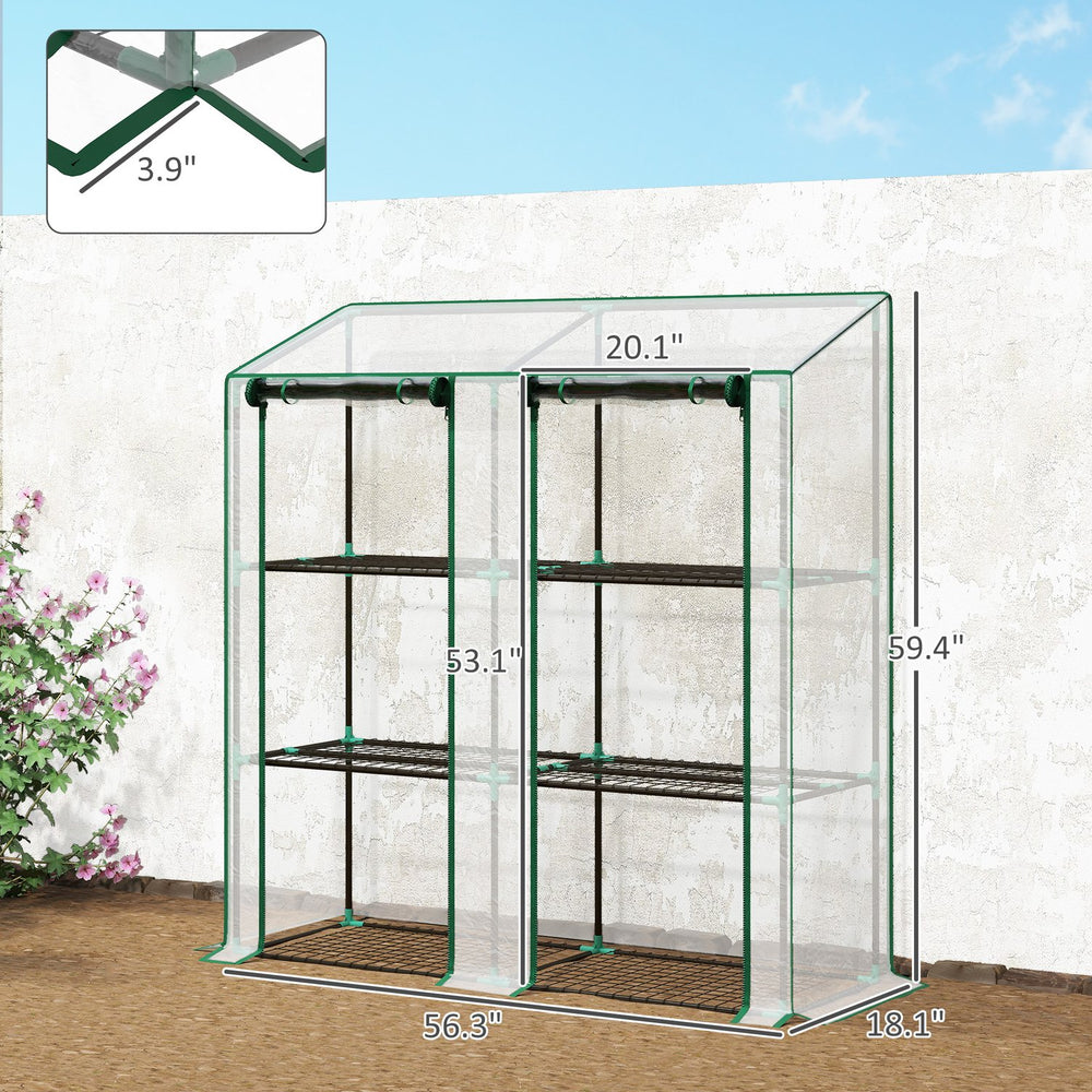 English Elm Portable Lean to Greenhouse with Uv Cover Six Shelves and Wall Hugging Steel Frame T3971P433789