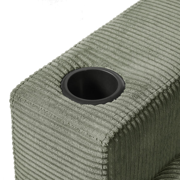 English Elm Christopher Knight Home® - 42.8" Oversized Chaise Lounge with Storage Ottoman, Corduroy Upholstery, USB Port & Cup Holders for Cozy Living Space Green N765P350851N