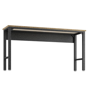 English Elm Fortress 72.4" Garage Table in Dark Grey Metal & Natural MDP Top — Durable, Space-Saving Workbench B365P398231