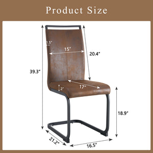 English Elm Set of 2 Vintage Brown Suede Fabric High Back Dining Chairs with Black Metal Frame W1151P324769