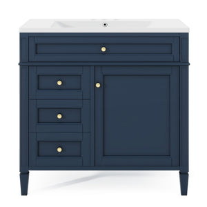 English Elm 36'' Modern Bathroom Vanity With Single Sink, 2 Drawers & Adjustable Shelf For Stylish Storage Solutions SW000119AAC-2