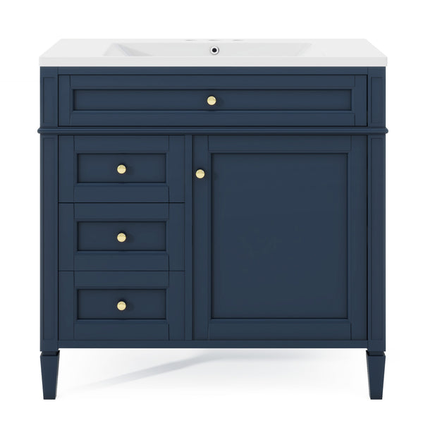 English Elm 36'' Modern Bathroom Vanity With Single Sink, 2 Drawers & Adjustable Shelf For Stylish Storage Solutions SW000119AAC-2