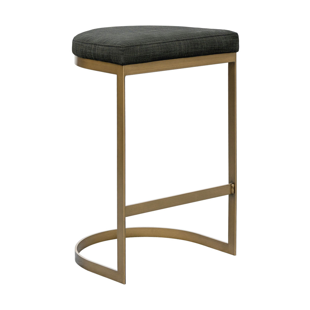 JLA Home Madison Park - Counter charcoal backless Stool with antique gold base, fully assembled, modern high-contrast seating MP104-1079