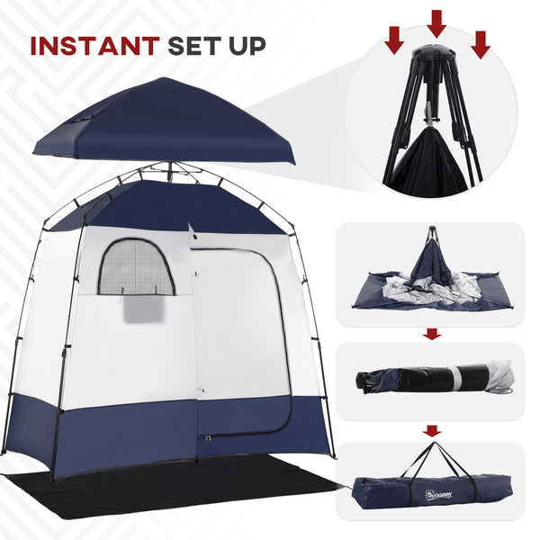 English Elm Outsunny Two Room Pop up Camping Shower Enclosure with Solar Bag and Waterproof Taffeta Walls W2225P200643