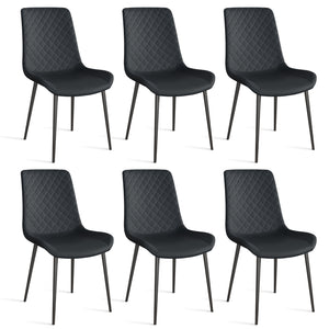 English Elm Black Pu Leather Dining Chair Set Of 4 - Modern, Ergonomic, Durable With Metal Legs For Comfort T3967P379333