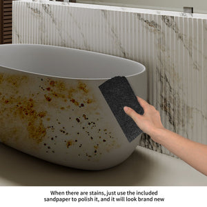 English Elm 47'' Stone Resin Freestanding Soaking Tub Sculptural Modern Bath with Drain Included W2753P478406