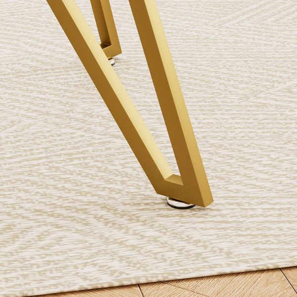 English Elm 47.3-inch Glass Dining Table with Gold Metal Legs, Modern 47.3"L x29.5"W x30.3"H, Seats 1-6, 200 lb Capacity W1162P306711