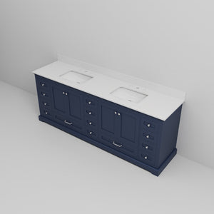 English Elm Navy Double Bath Vanity 84" W x 22" D with Cultured Marble Top, Solid Wood, Soft-Close, 14 Drawers B2731P258434