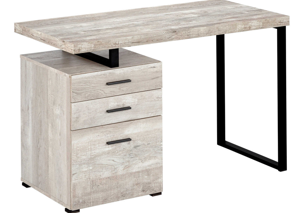 English Elm Computer 48" Desk with Reversible Left/Right Layout, File Drawer & Closed Storage, Metal Legs, Modern taupe 52 L x 27 W x 7 H B2710P219748