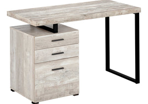 English Elm Computer 48" Desk with Reversible Left/Right Layout, File Drawer & Closed Storage, Metal Legs, Modern taupe 52 L x 27 W x 7 H B2710P219748