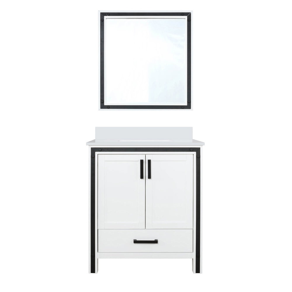 English Elm White Bath Vanity Set With Cultured Marble Top & Matching 28" Mirror - Timeless Style & Storage B2731S00808-GIGA