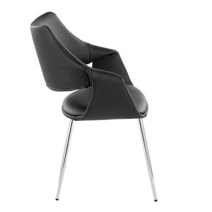 English Elm Chair Set of 2 White Faux Leather Seats with Angular Black Metal Legs Modern Dining B202P471316