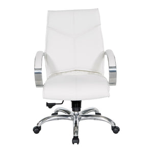 OSP Home Furnishings Deluxe Executive Office Chair with Lumbar Support Faux Leather and Aluminum Base 7251-R101